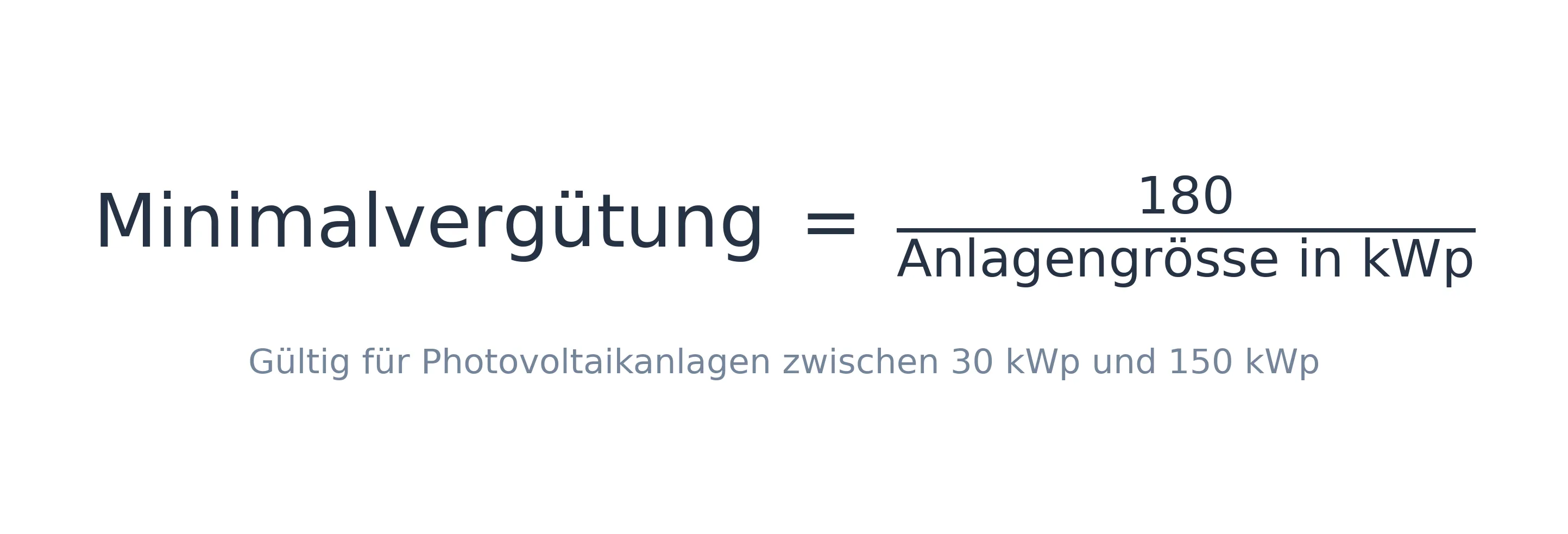 Formel zur Berechnung der gesetzlichen Minimalvergütung für Photovoltaikanlagen