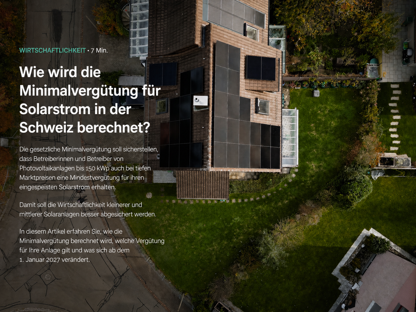 Wie wird die Minimalvergütung für Solarstrom in der Schweiz berechnet?
